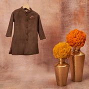 Grey Suede Achkan Set