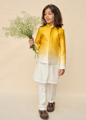 Macaroon Yellow Ombré Bandhgala Set