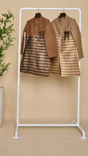Mocha Brown-Copper Tassar Achkan Set