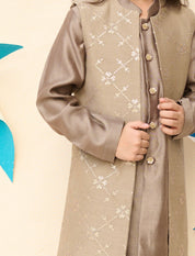 Brownish-Grey Long Jacket Set
