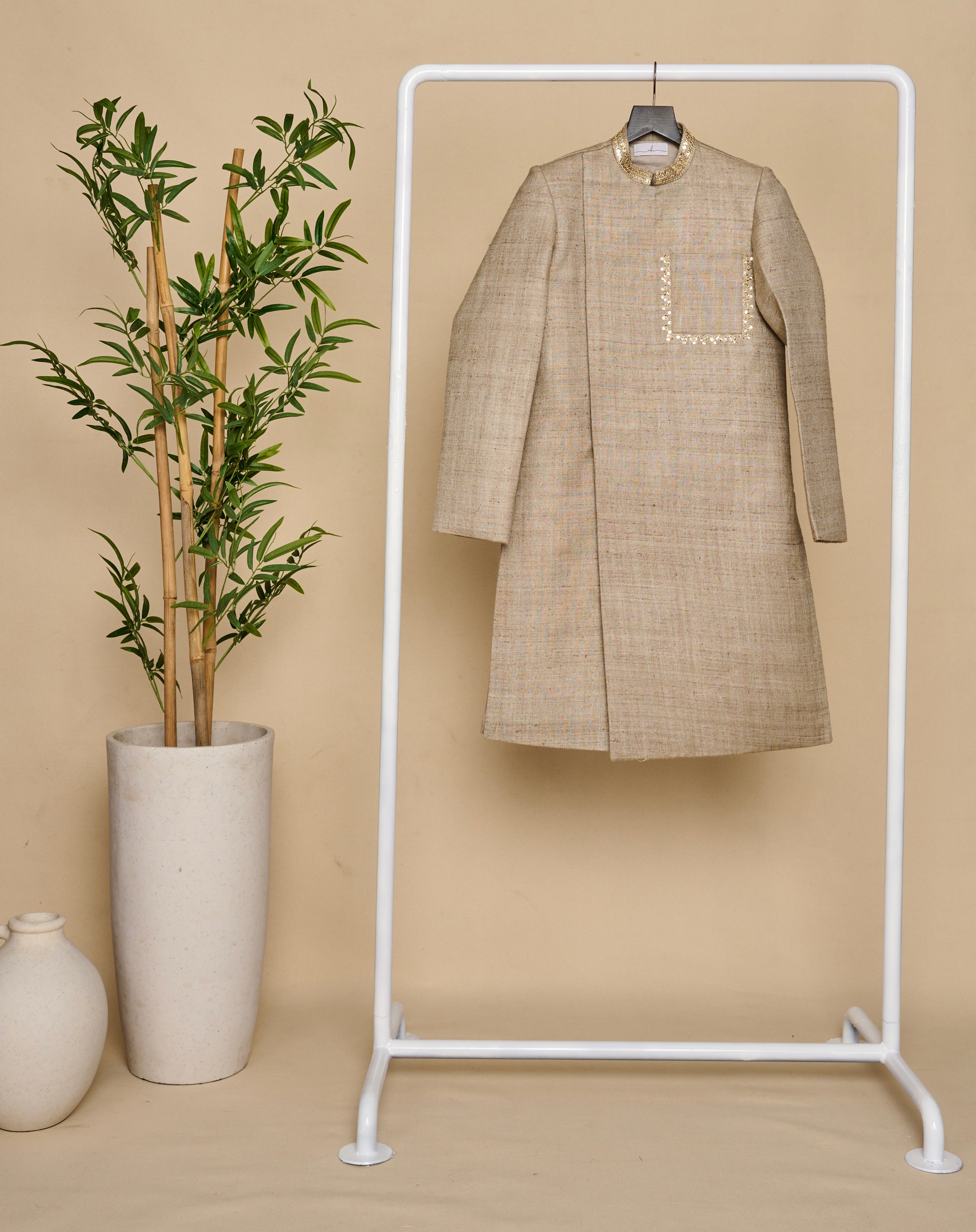 Cloudy Grey Double Matka Achkan Set