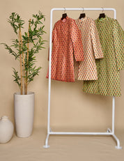 Ivory Jaipuri Print Highlighted Achkan Set