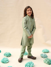 Sage Green Moonga Silk Achkan Set