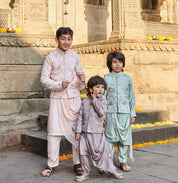 Light Brown Drape Kurta Jacket Set
