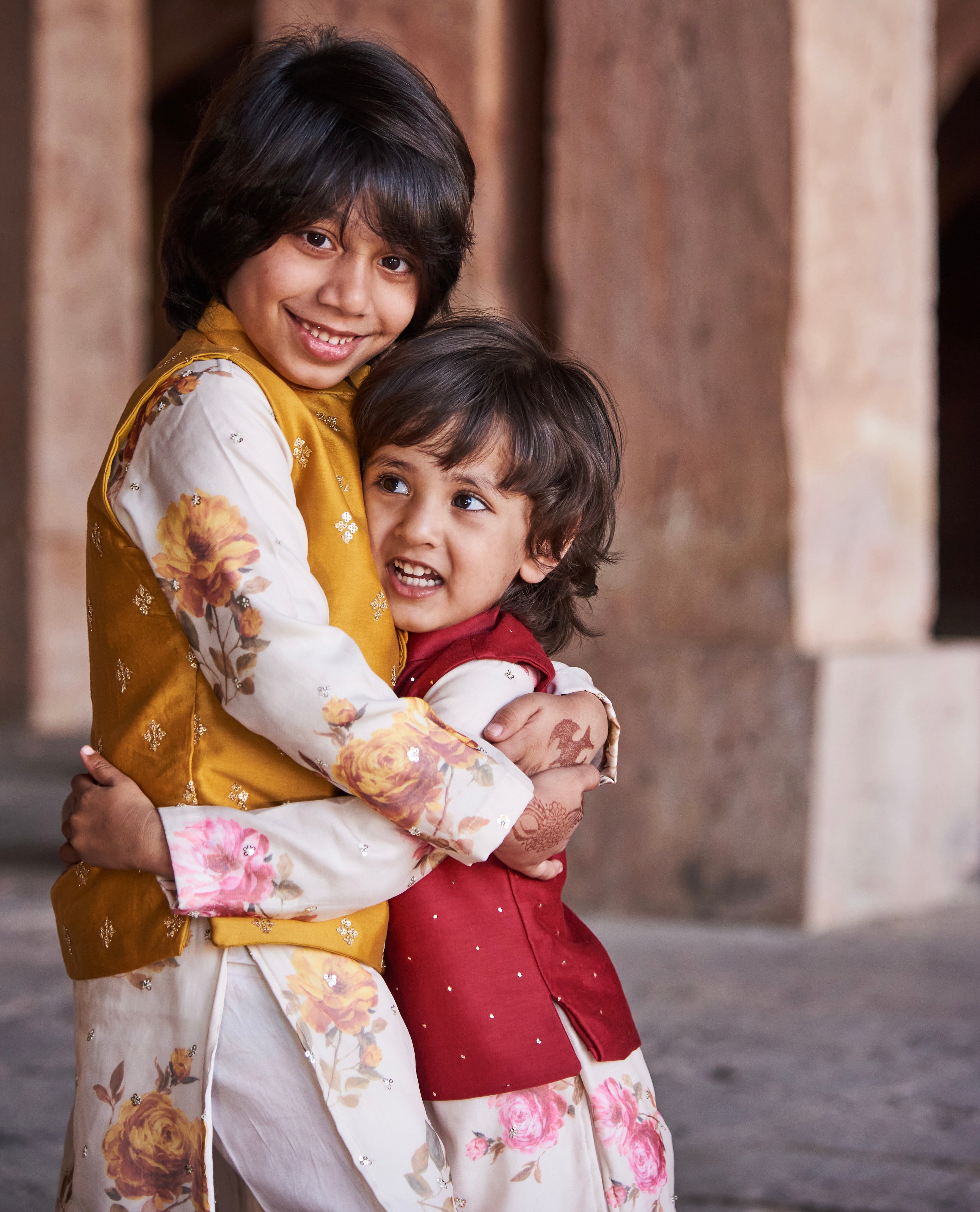 Yellow Floral Organza Kurta Jacket Set