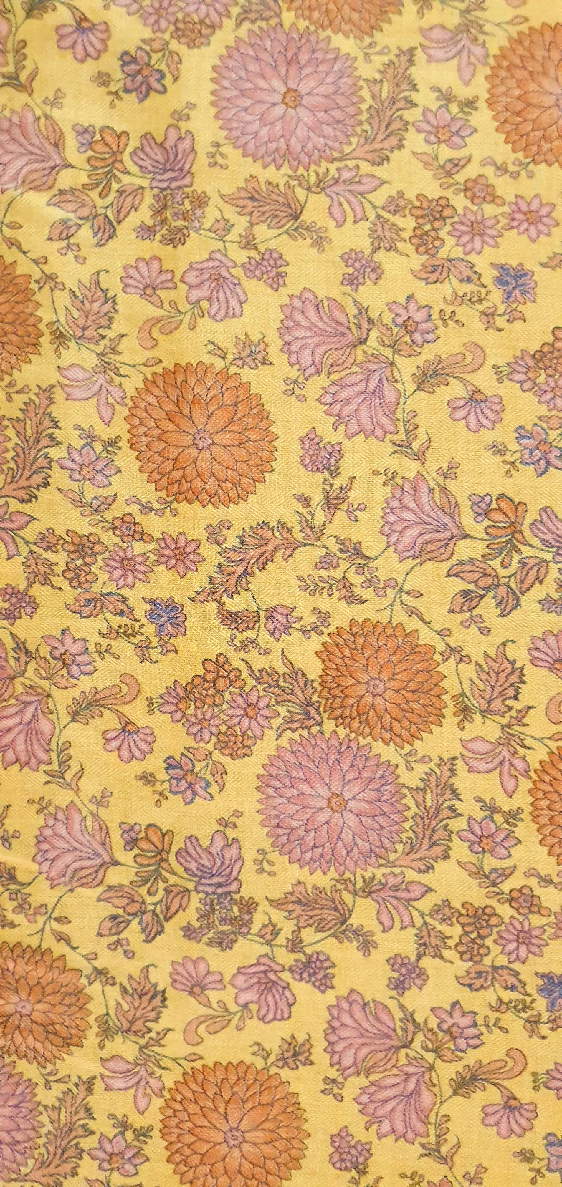 Mustard Floral Print Kurta Jacket Set