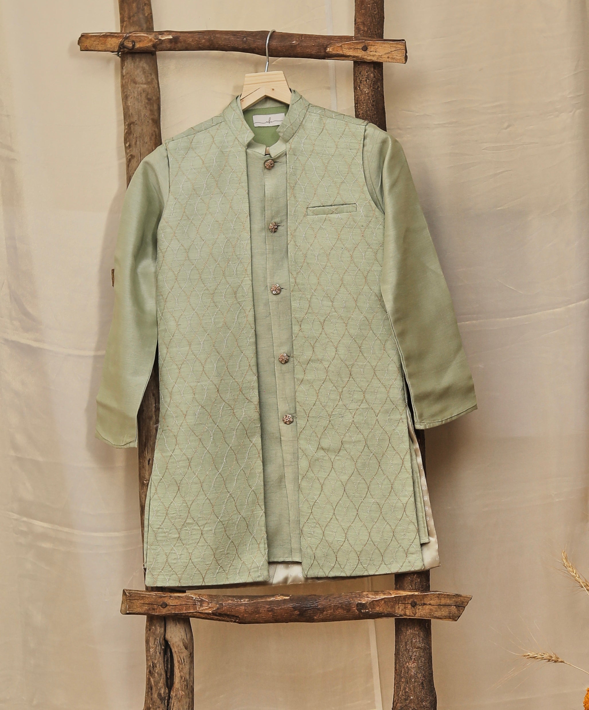 Pastel Green Long Jacket Set