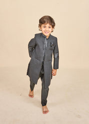 Charcoal Black Achkan Set