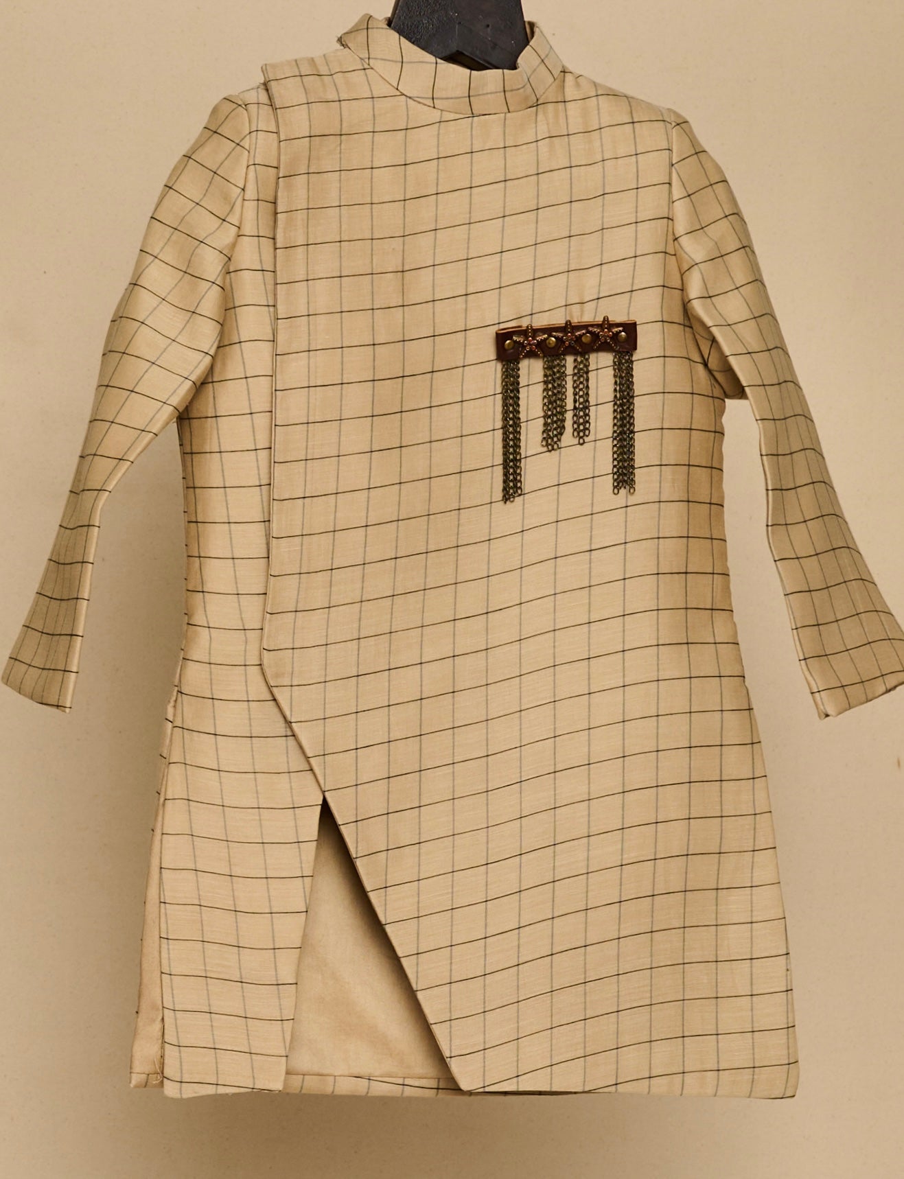 Tan-Beige Slit Achkan Set