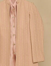 Crepe Pink Lakhnavi Open Achkan Set