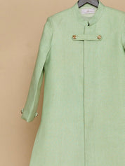 Mint Green Cotton Matka Achkan Set