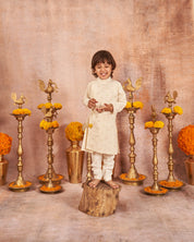 Off White Mirror Work Angrakha  Set