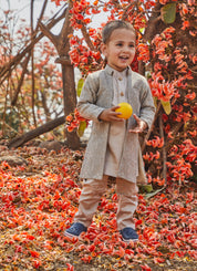 Grey Lakhnavi Open Achkan Set