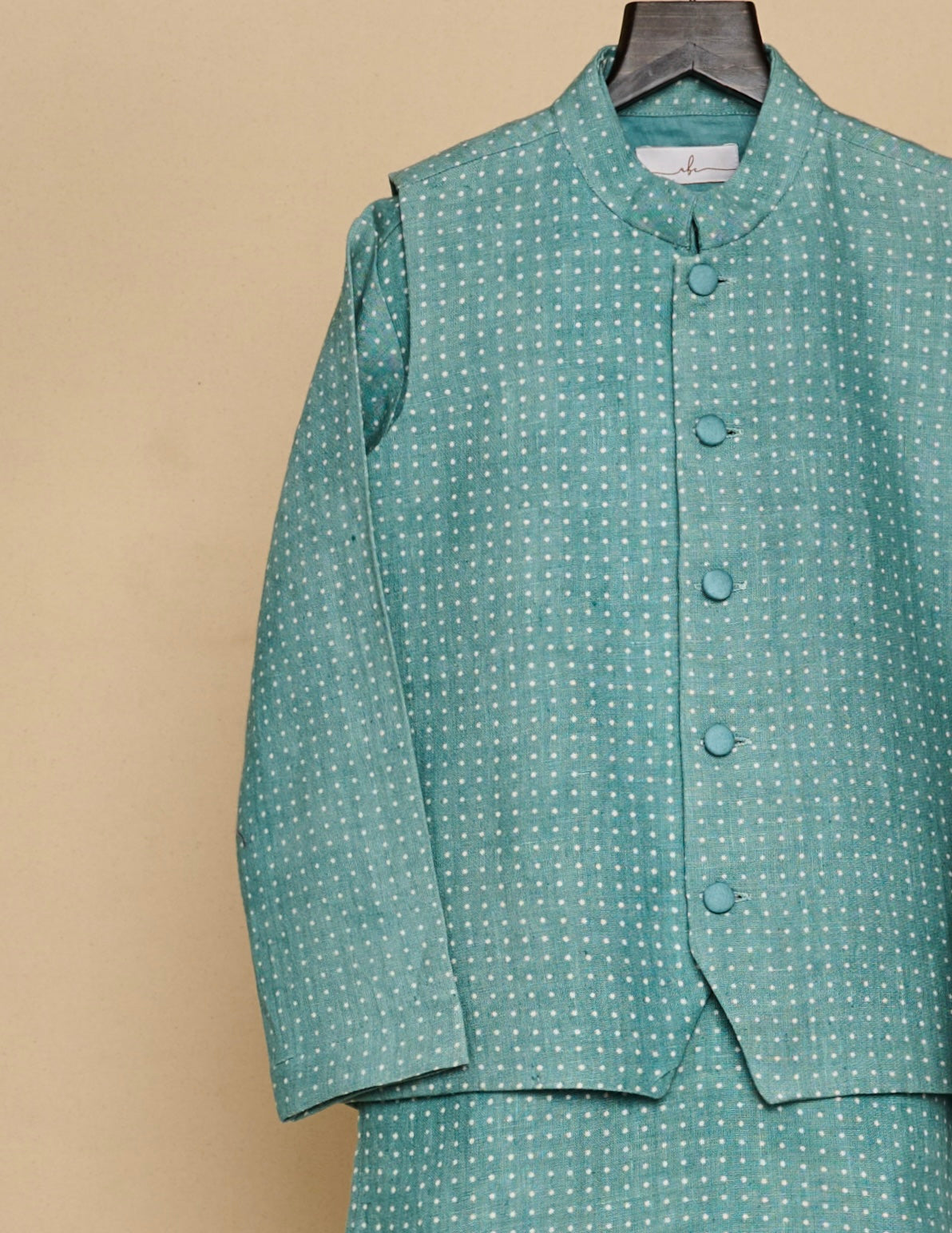 Carolina Blue Linen Kurta Jacket Set