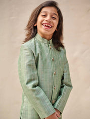 Sage Green Moonga Silk Achkan Set