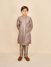 Brownish Grey Layered Achkan Set