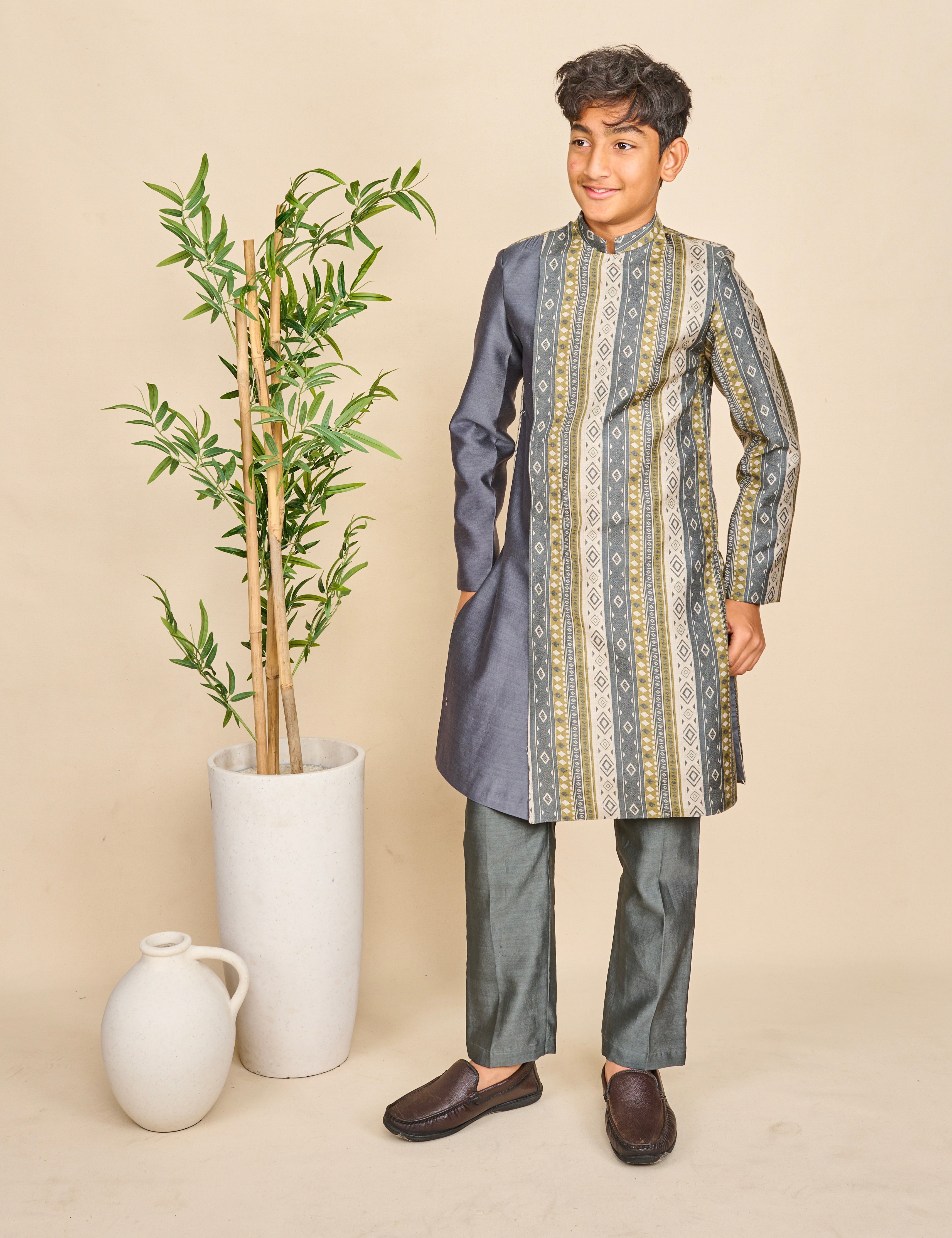 Dark Slate Grey Achkan Set