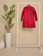 Berry Red Slit Achkan Set