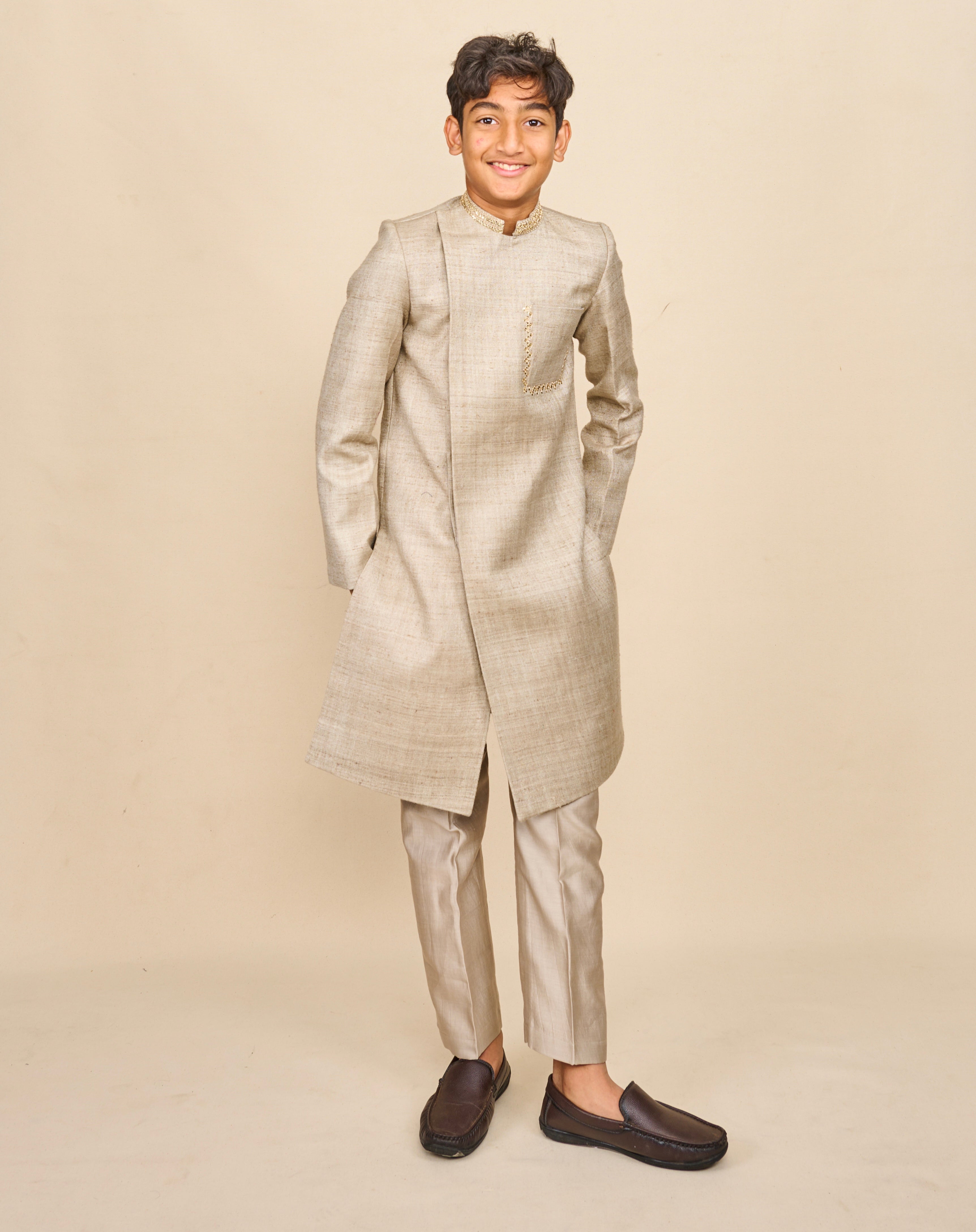 Cloudy Grey Double Matka Achkan Set