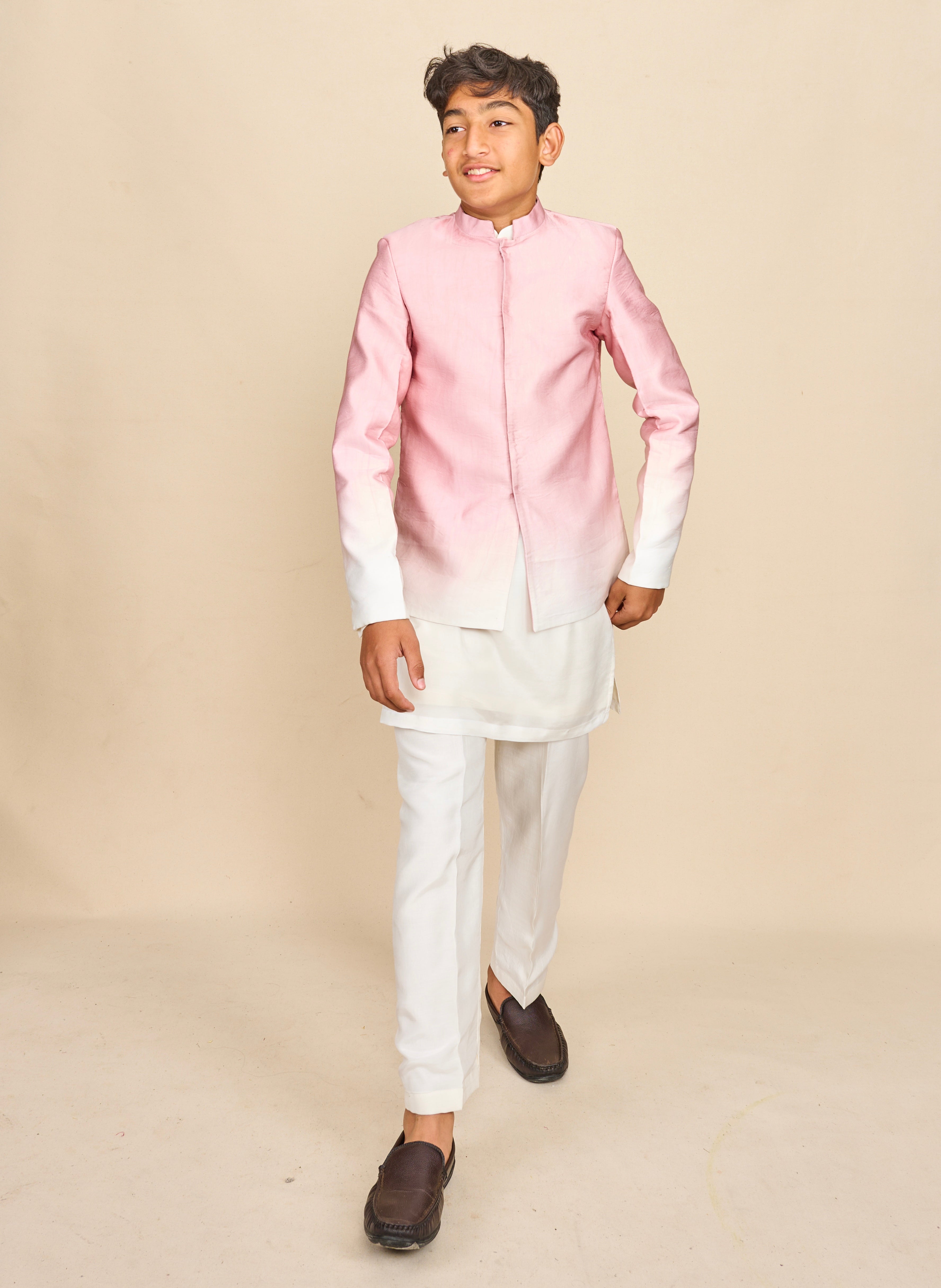 Soft Rose Ombré Bandhgala Set