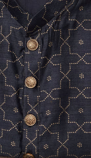 Navy Blue Moonga Silk Kurta Set