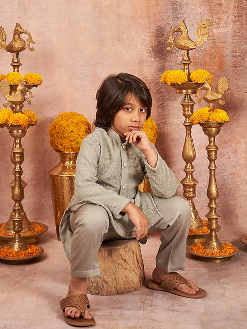 Pastel Green Crinkled Kurta Set