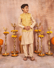 Lemon Yellow Embroidered Kurta Jacket Set
