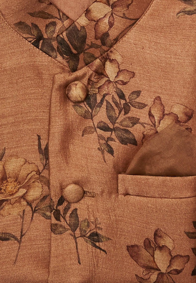Onion Pink Tussar Silk Kurta Jacket Set