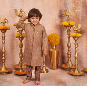 Thread Sequins Work Achkan With Kurta Pajama Set