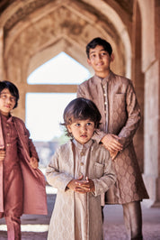 Embroidered Achkan With Kurta Pajama Set
