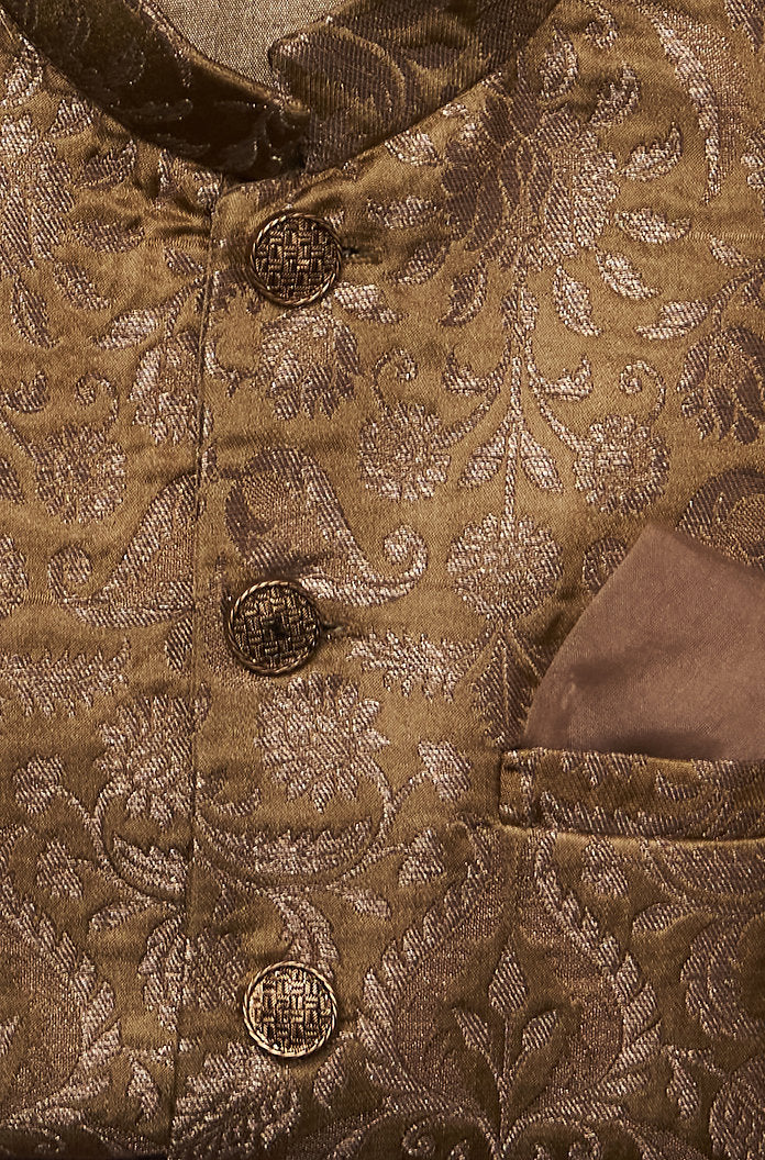 Dull Green Banarsi Silk Kurta Jacket Set