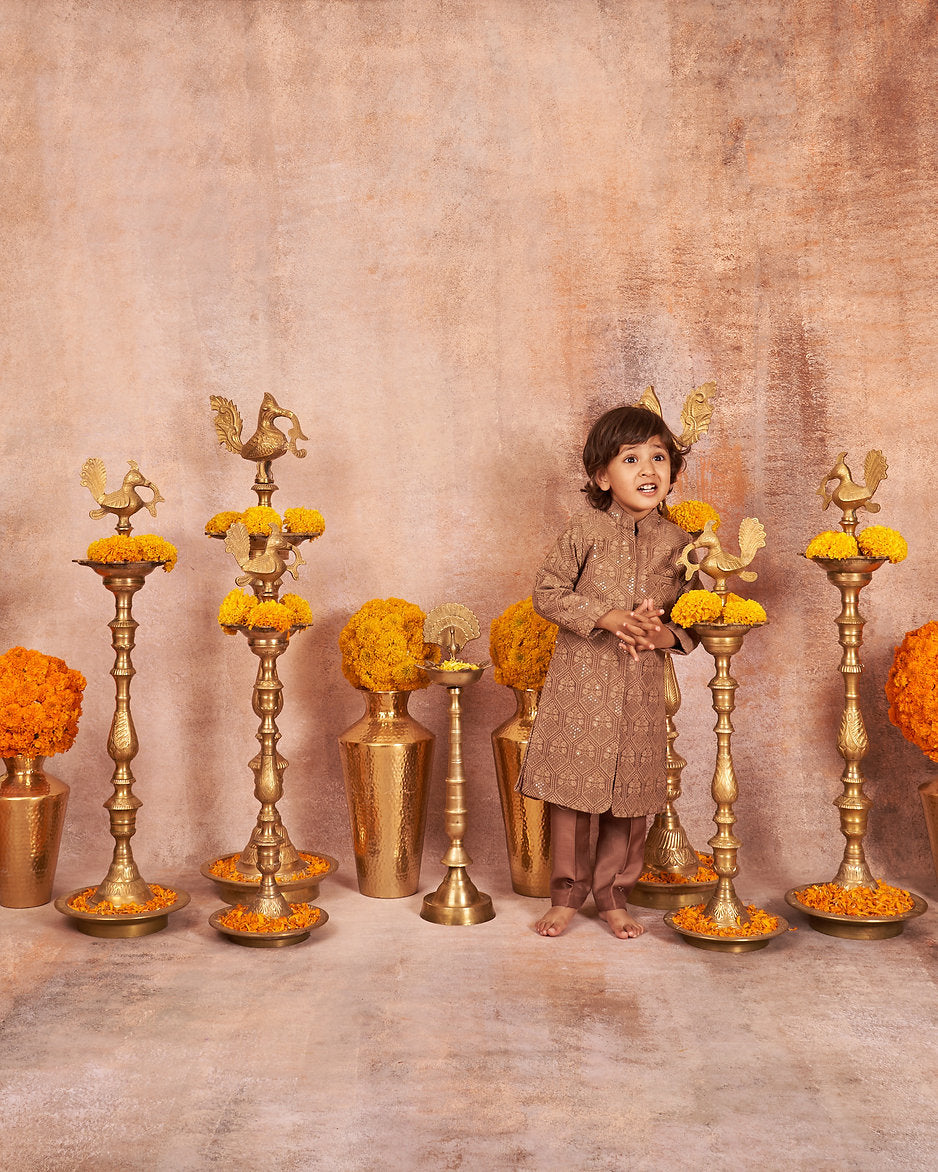 Thread Sequins Work Achkan With Kurta Pajama Set