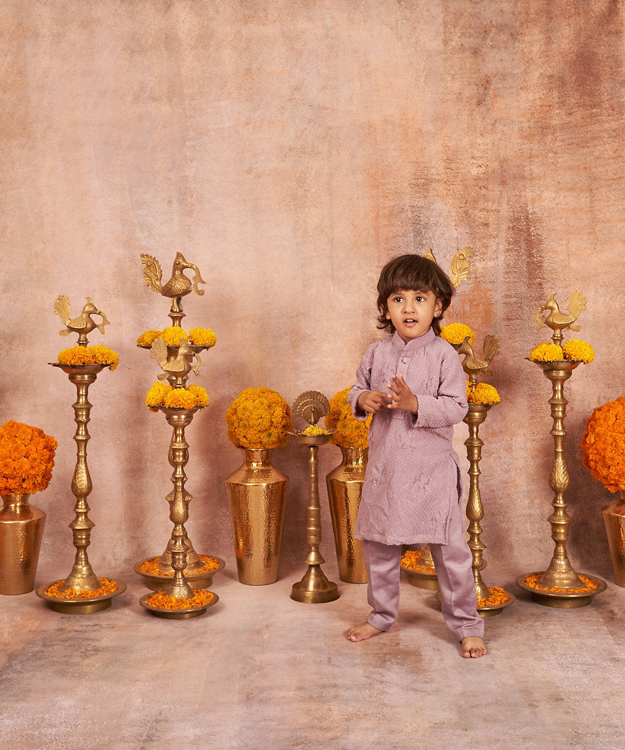 Lavender Crinkled Kurta Set