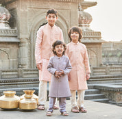 Thread Sequins Work Slub Silk Achkan And Pajama Set