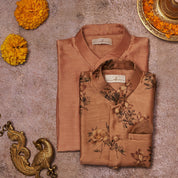 Onion Pink Tussar Silk Kurta Jacket Set