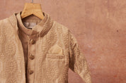 Light Grey Embroidered Open Achkan Set