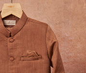Moonga Silk Achkan With Zari Banarsi Jaal