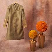 Moonga Silk Achkan With Zari Banarsi Jaal
