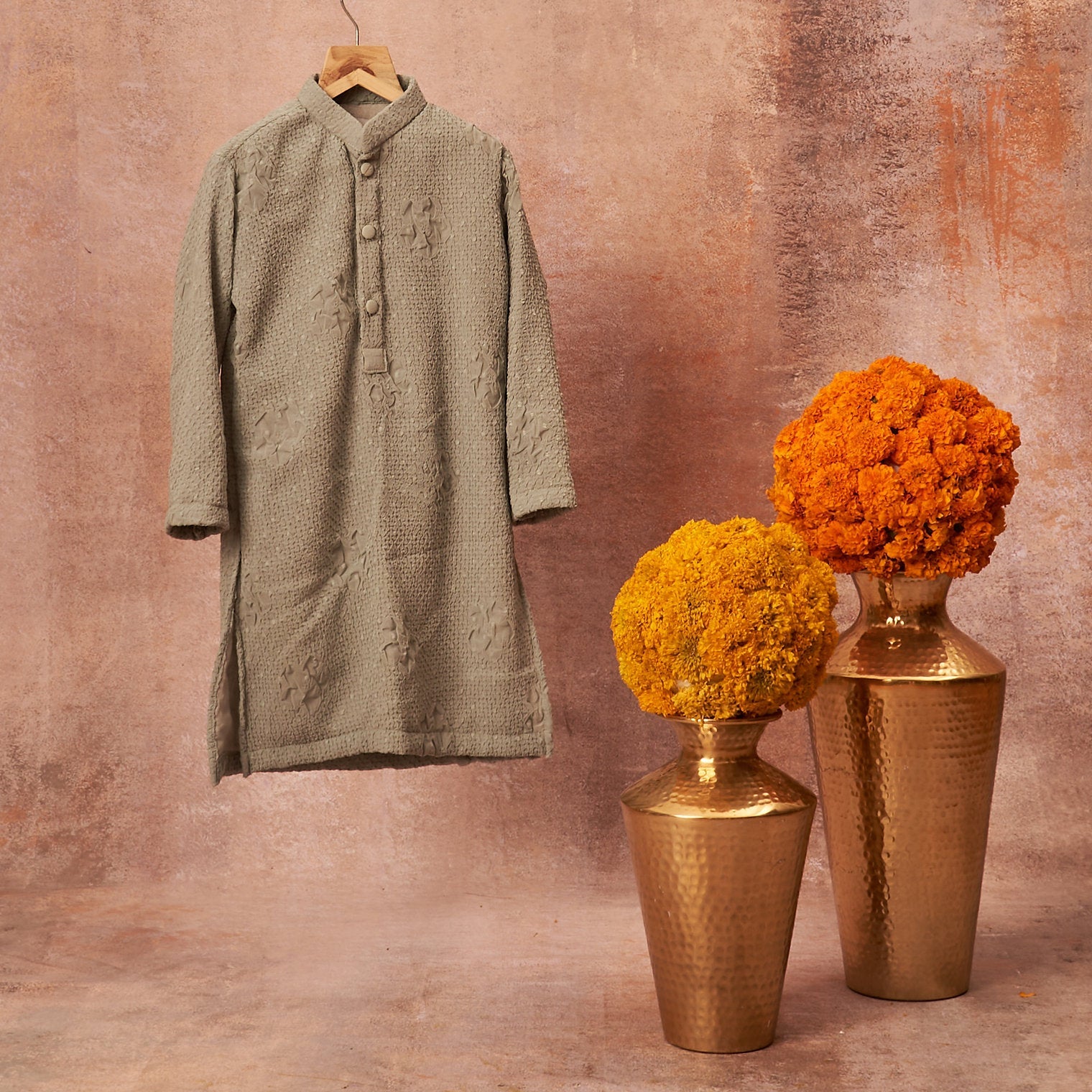 Pastel Green Crinkled Kurta Set