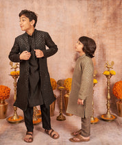 Black Open Achkan Set