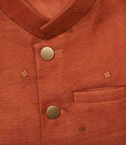 Orange Embroidered Kurta Jacket Set