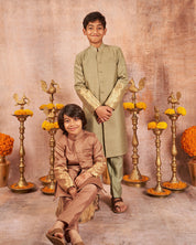 Moonga Silk Achkan With Zari Banarsi Jaal