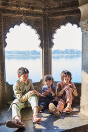 Moonga Silk Achkan With Zari Banarsi Jaal
