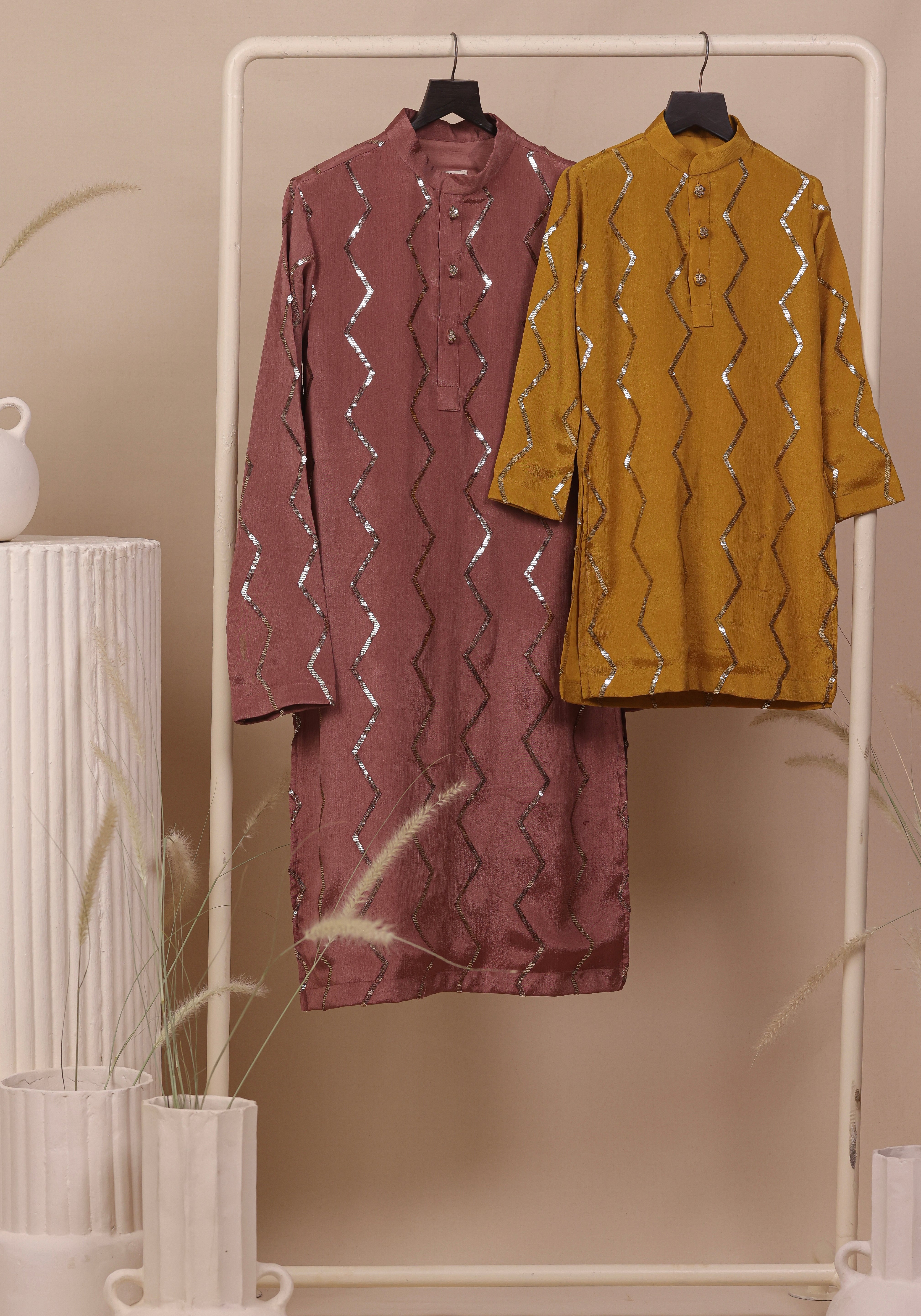 Coral raag Kurta Set