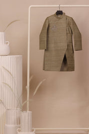 Olive Slit Achkan Set