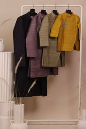 Olive Slit Achkan Set