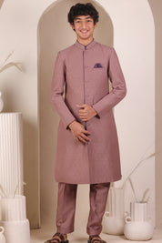 Old Rose Moonga Achkan Set