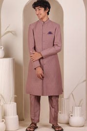 Old Rose Moonga Achkan Set