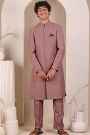 Old Rose Moonga Achkan Set