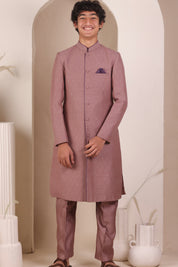 Old Rose Moonga Achkan Set